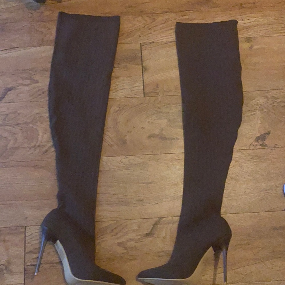 Brown thigh high boots
